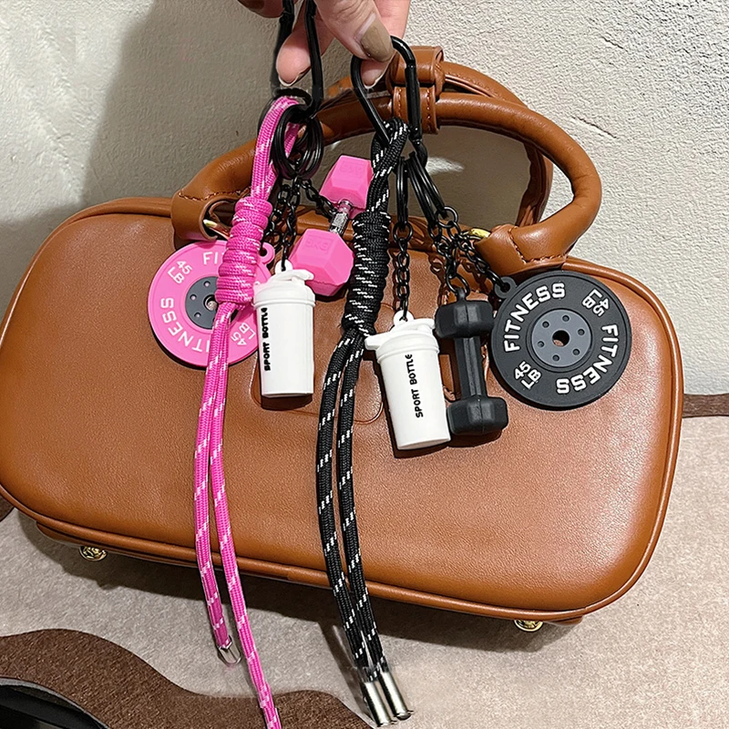 New DlY Silicone Barbell Keychain Gym Gifts for Gym Love Weight Piece Detachable Barbell Key Chain Charm Bag Pendant