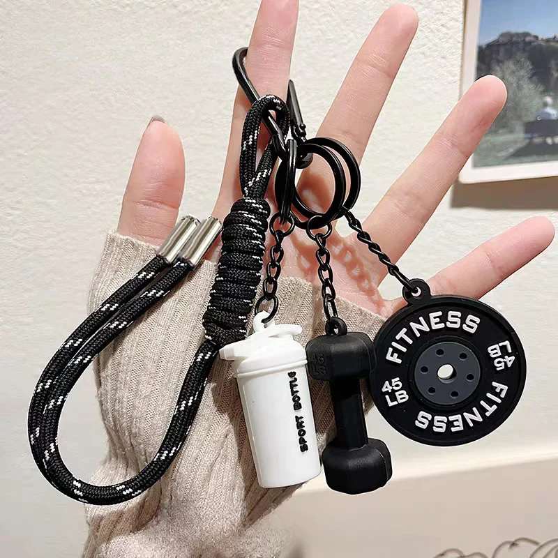 New DlY Silicone Barbell Keychain Gym Gifts for Gym Love Weight Piece Detachable Barbell Key Chain Charm Bag Pendant