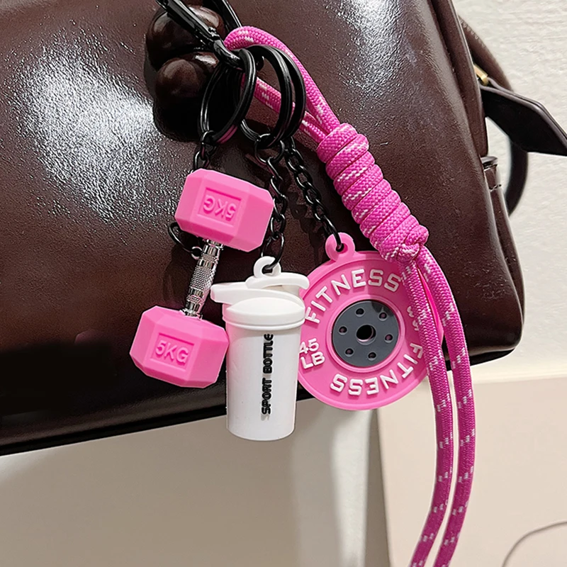 New DlY Silicone Barbell Keychain Gym Gifts for Gym Love Weight Piece Detachable Barbell Key Chain Charm Bag Pendant