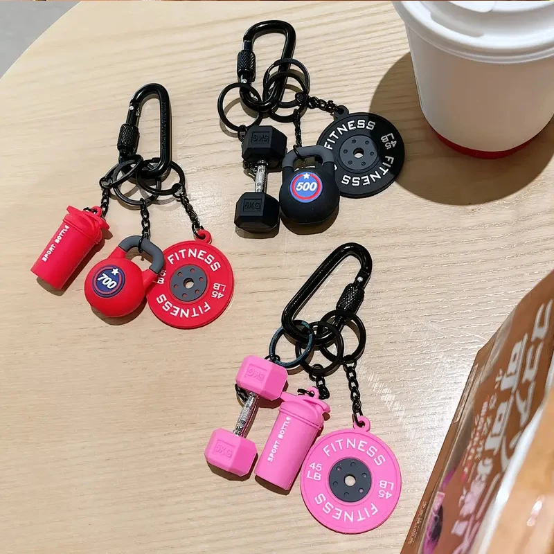 New DlY Silicone Barbell Keychain Gym Gifts for Gym Love Weight Piece Detachable Barbell Key Chain Charm Bag Pendant