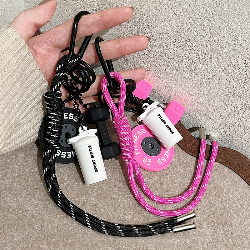 New DlY Silicone Barbell Keychain Gym Gifts for Gym Love Weight Piece Detachable Barbell Key Chain Charm Bag Pendant