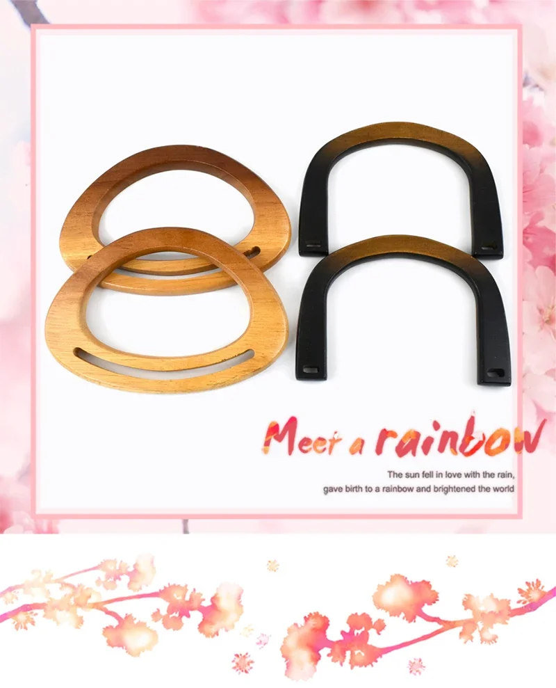 Deepeel 2/4Pcs 12-18cm Natural Wooden Handbag Handle D-ring Frame Handles for Purse Woven Bag DIY Luggage Crafts Accessories