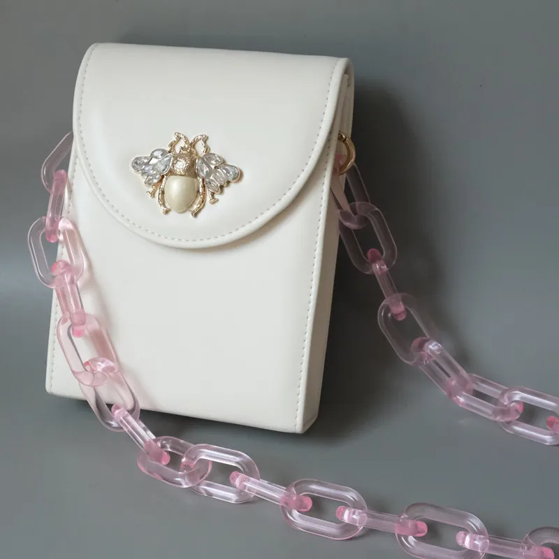 New Fashion Woman Handbag Accessory Parts White Red Pink Candy Acrylic Resin Chain Luxury Strap Women Shoulder Cute Clutch Chain