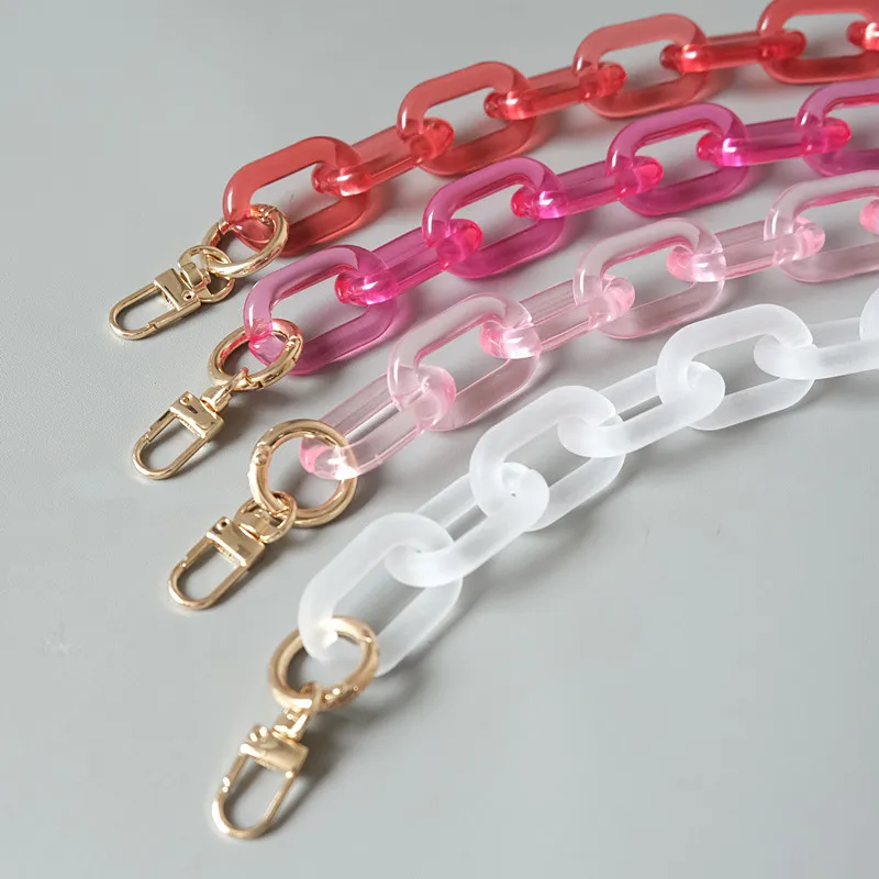 New Fashion Woman Handbag Accessory Parts White Red Pink Candy Acrylic Resin Chain Luxury Strap Women Shoulder Cute Clutch Chain