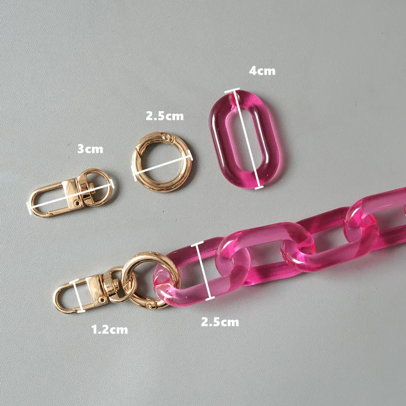 New Fashion Woman Handbag Accessory Parts White Red Pink Candy Acrylic Resin Chain Luxury Strap Women Shoulder Cute Clutch Chain