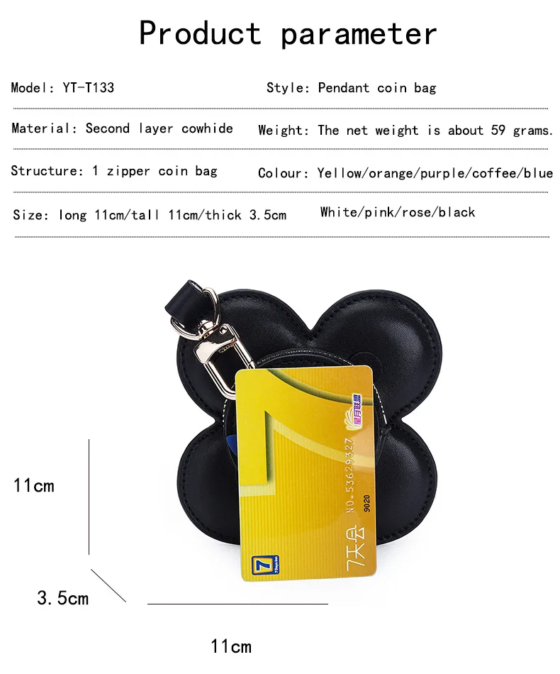 Flower Leather Coin Purse | Genuine Leather Bag Charm Keychain | Handmade Zippered Pouch with Grommet Eyes for Women Gift