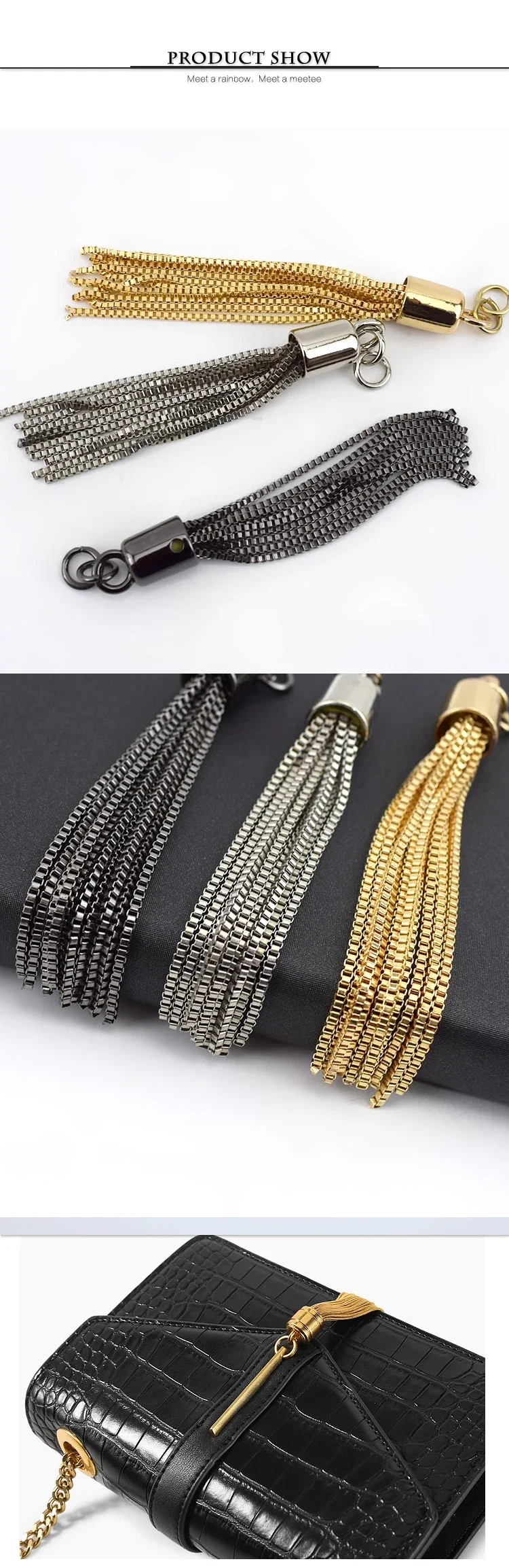 2/4/10Pcs 95mm Metal Tassel Decoration Buckles Bags Pendant Keychain for Purses Handbags DIY Handmade Craft Tassels Accessories