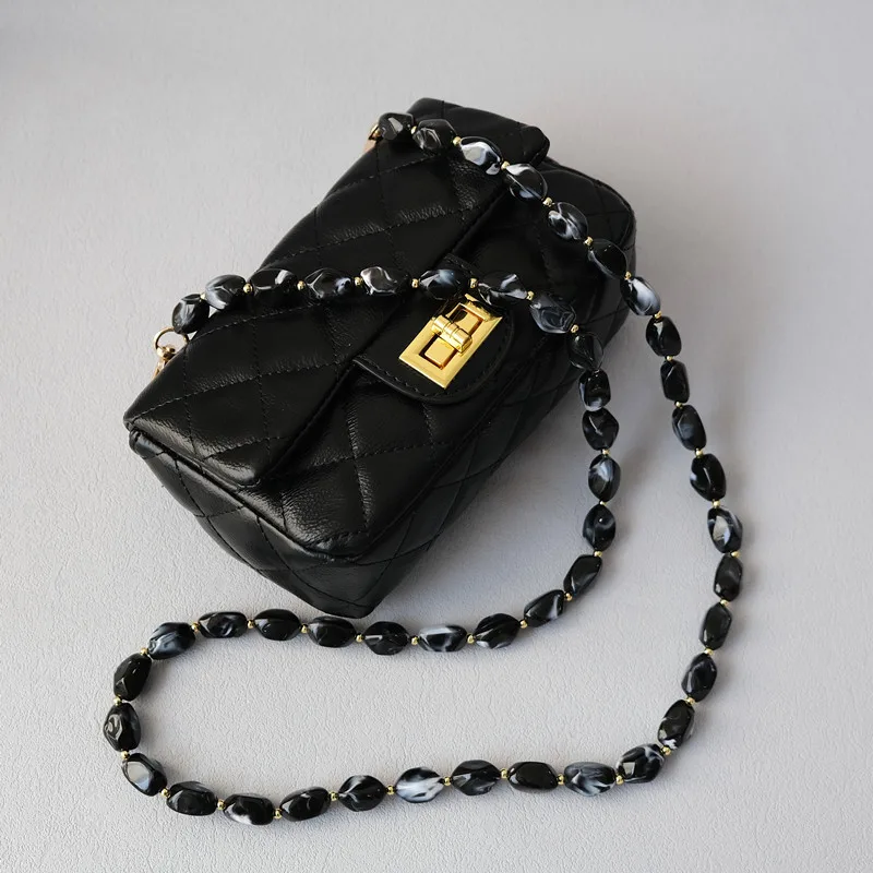 New Fashion Woman Bag Accessory Detachable Solid Beaded Chains White Acrylic Luxury Strap Women Handbag Shoulder Handle Chain