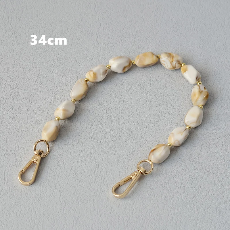 New Fashion Woman Bag Accessory Detachable Solid Beaded Chains White Acrylic Luxury Strap Women Handbag Shoulder Handle Chain