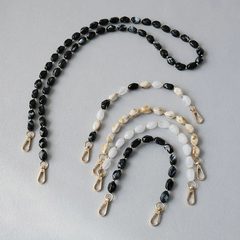 New Fashion Woman Bag Accessory Detachable Solid Beaded Chains White Acrylic Luxury Strap Women Handbag Shoulder Handle Chain