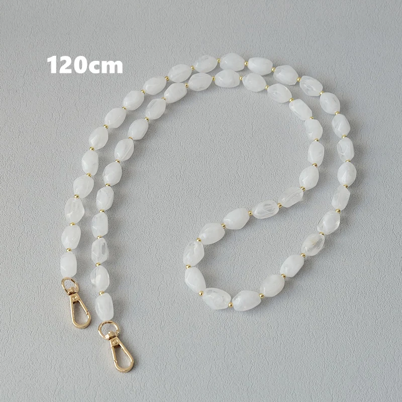 New Fashion Woman Bag Accessory Detachable Solid Beaded Chains White Acrylic Luxury Strap Women Handbag Shoulder Handle Chain
