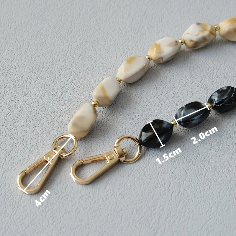 New Fashion Woman Bag Accessory Detachable Solid Beaded Chains White Acrylic Luxury Strap Women Handbag Shoulder Handle Chain