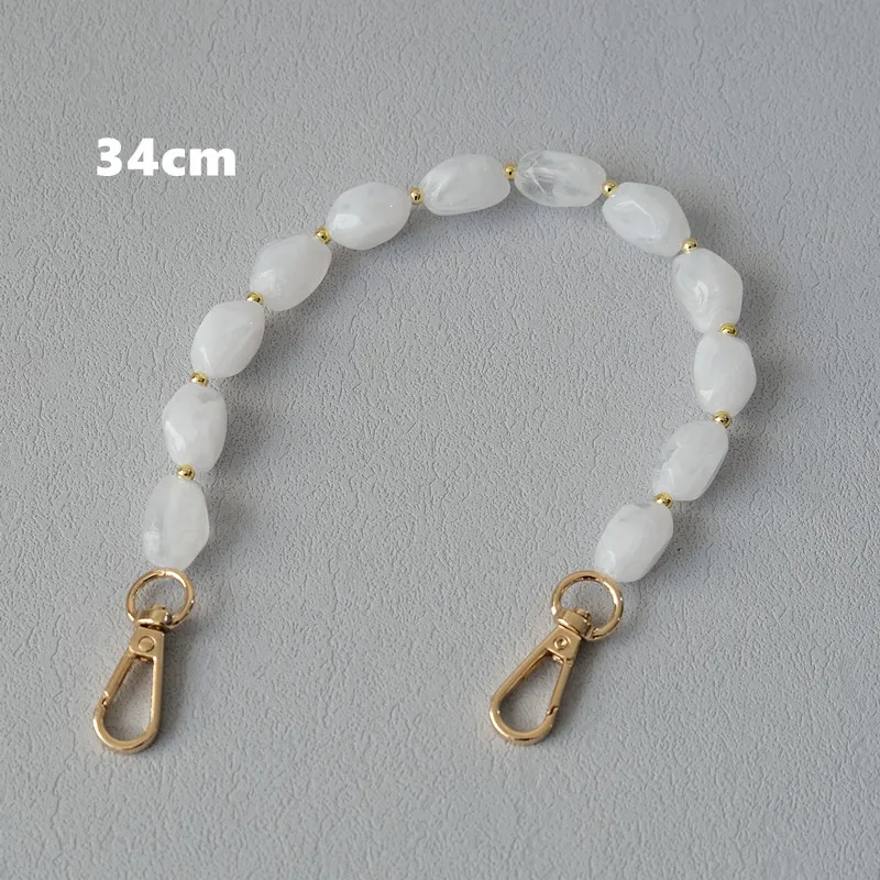 New Fashion Woman Bag Accessory Detachable Solid Beaded Chains White Acrylic Luxury Strap Women Handbag Shoulder Handle Chain