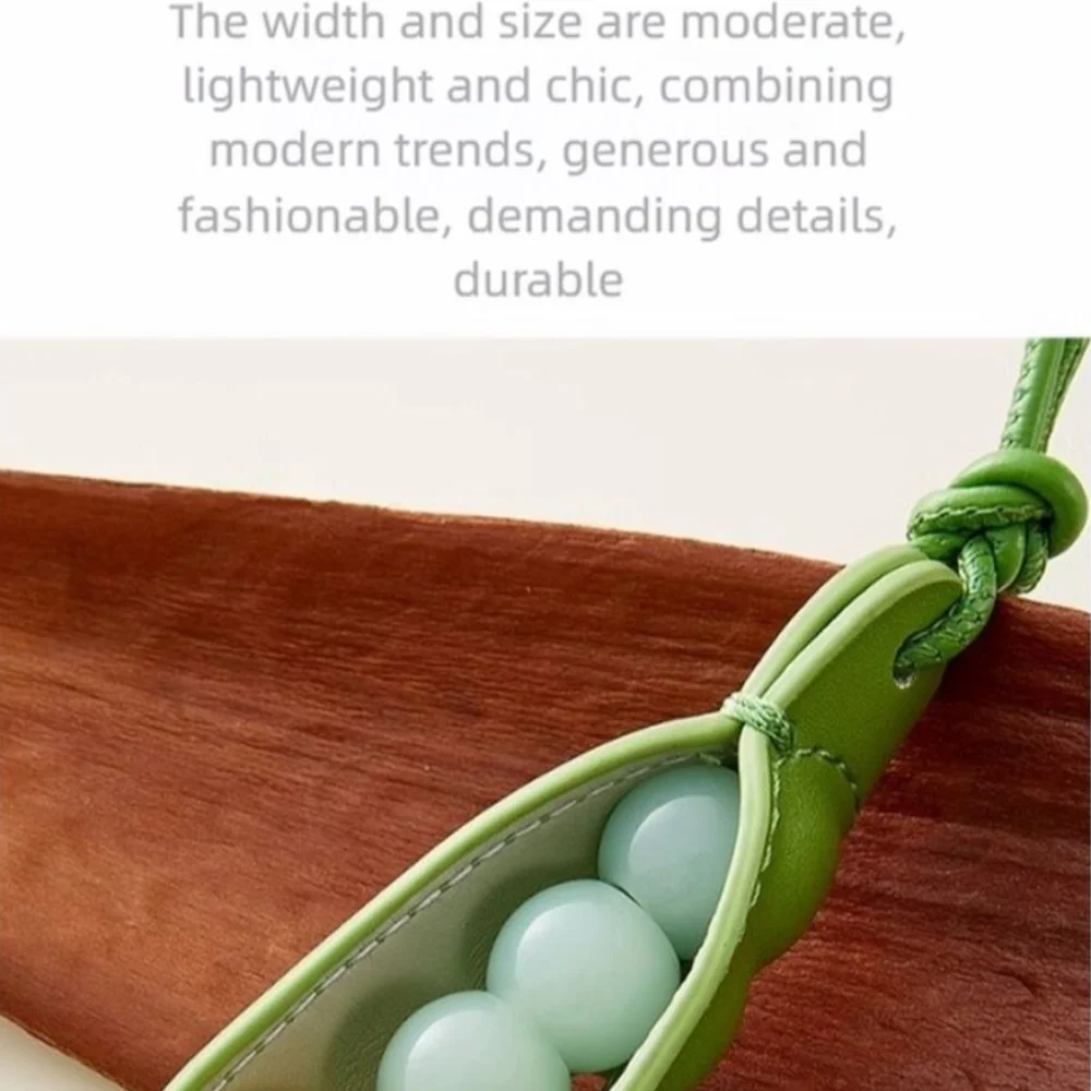 Fashion High-End Pea Pendant Handmade Green Pea Keychain Leather All-match Style Pea Bag Charm Trendy Accessory