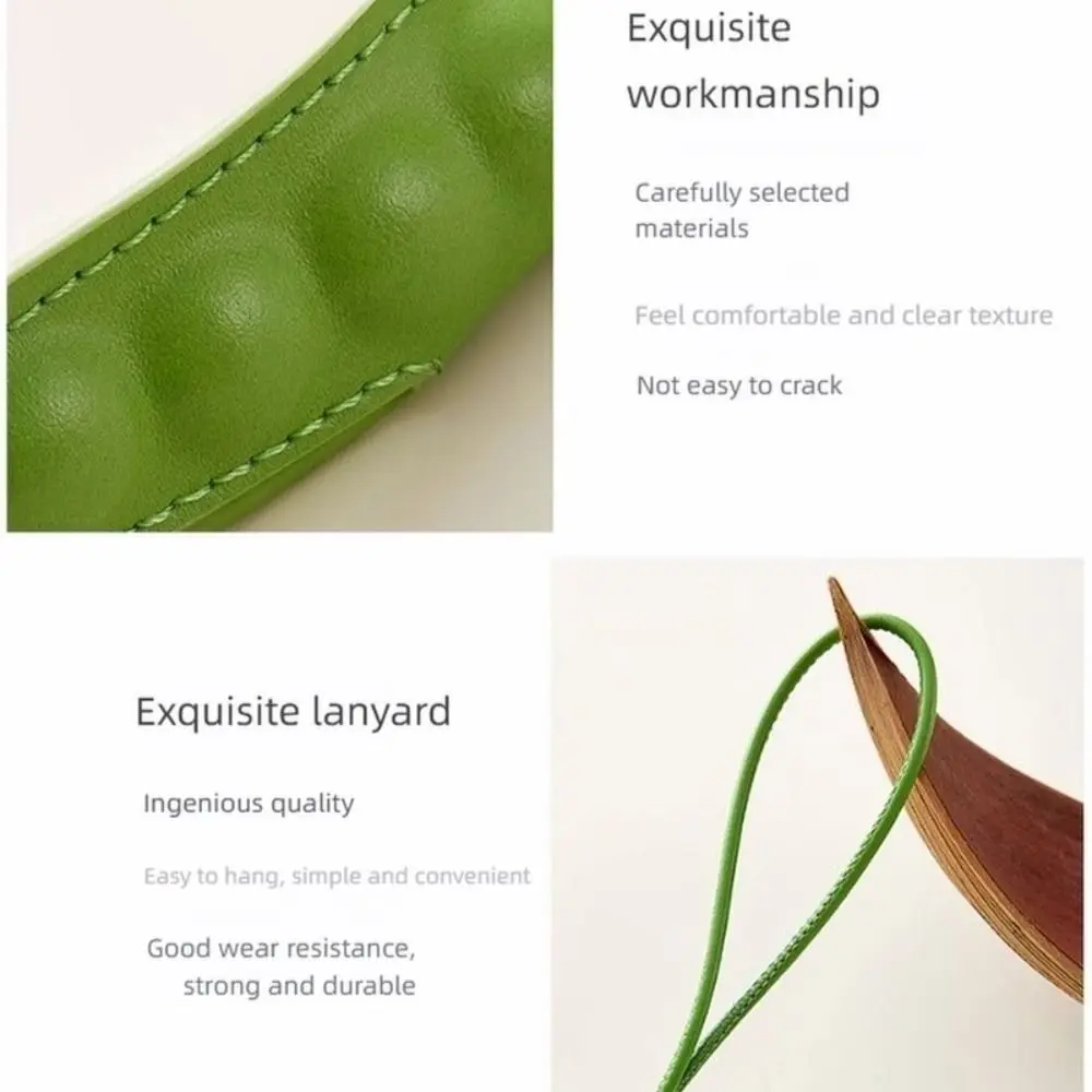 Fashion High-End Pea Pendant Handmade Green Pea Keychain Leather All-match Style Pea Bag Charm Trendy Accessory
