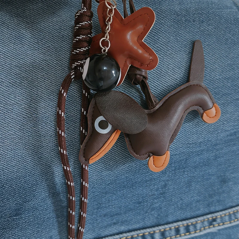 New Sausage Dog Bag Charm Keychain DIY Pendant, Sausage Dog Handbag Wallet Hanging Decorative , Keychain Accessories
