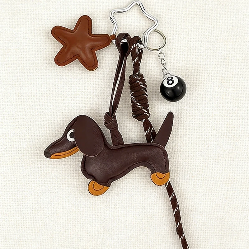 New Sausage Dog Bag Charm Keychain DIY Pendant, Sausage Dog Handbag Wallet Hanging Decorative , Keychain Accessories
