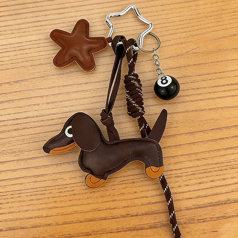 New Sausage Dog Bag Charm Keychain DIY Pendant, Sausage Dog Handbag Wallet Hanging Decorative , Keychain Accessories
