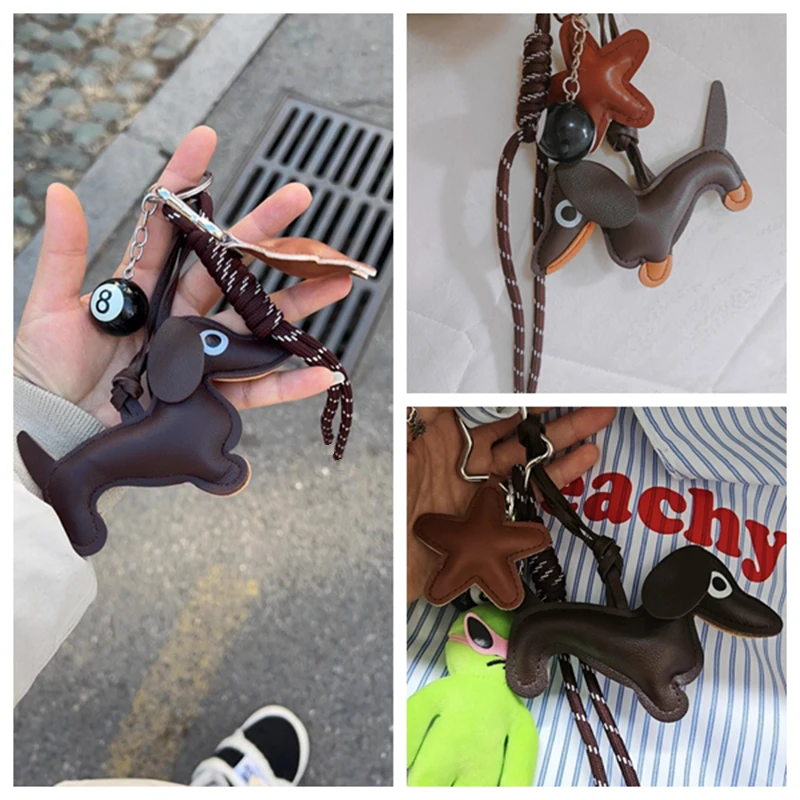 New Sausage Dog Bag Charm Keychain DIY Pendant, Sausage Dog Handbag Wallet Hanging Decorative , Keychain Accessories