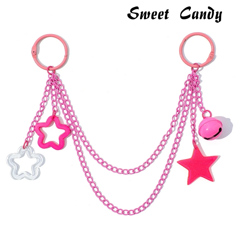 ITA Bag Decoration Chain Pendant Acrylic Pendant Candy Colored Shiny Star Bell Adjustable DIY Bag Decoration Handmade Products