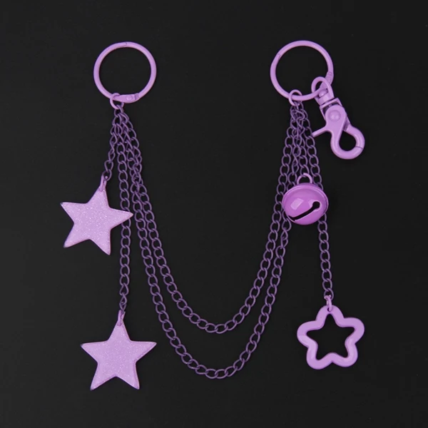 ITA Bag Decoration Chain Pendant Acrylic Pendant Candy Colored Shiny Star Bell Adjustable DIY Bag Decoration Handmade Products