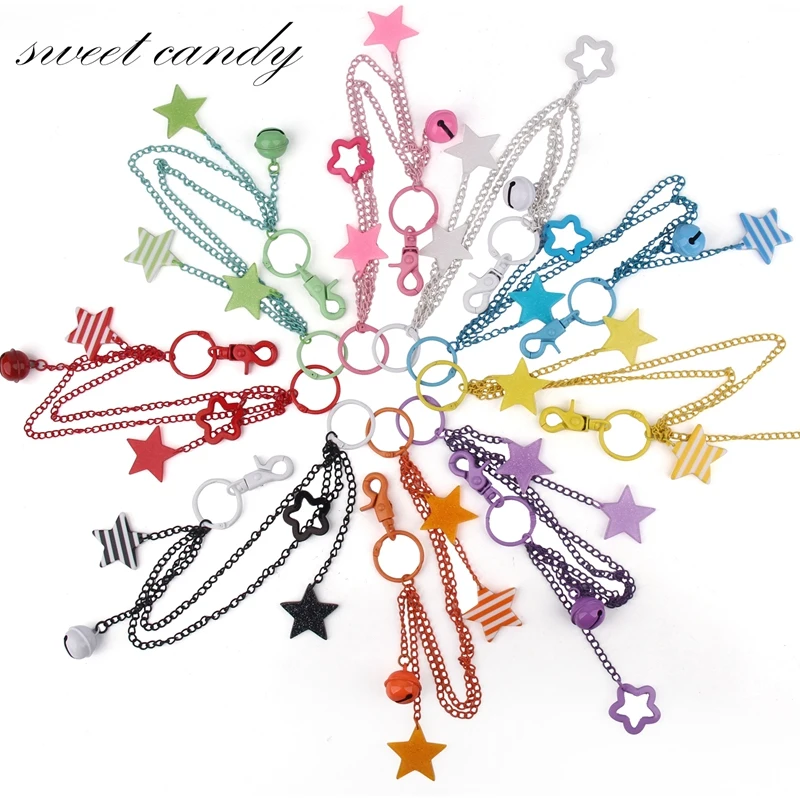 ITA Bag Decoration Chain Pendant Acrylic Pendant Candy Colored Shiny Star Bell Adjustable DIY Bag Decoration Handmade Products