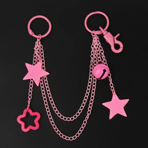 ITA Bag Decoration Chain Pendant Acrylic Pendant Candy Colored Shiny Star Bell Adjustable DIY Bag Decoration Handmade Products