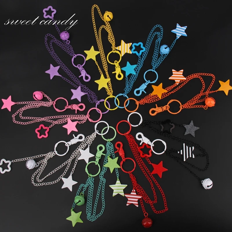 ITA Bag Decoration Chain Pendant Acrylic Pendant Candy Colored Shiny Star Bell Adjustable DIY Bag Decoration Handmade Products