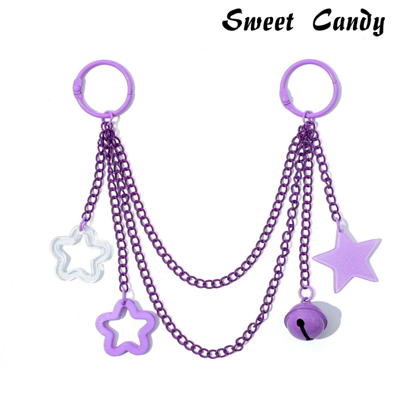 ITA Bag Decoration Chain Pendant Acrylic Pendant Candy Colored Shiny Star Bell Adjustable DIY Bag Decoration Handmade Products