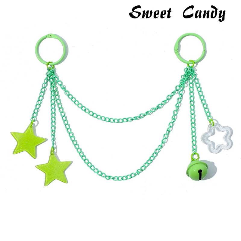 ITA Bag Decoration Chain Pendant Acrylic Pendant Candy Colored Shiny Star Bell Adjustable DIY Bag Decoration Handmade Products