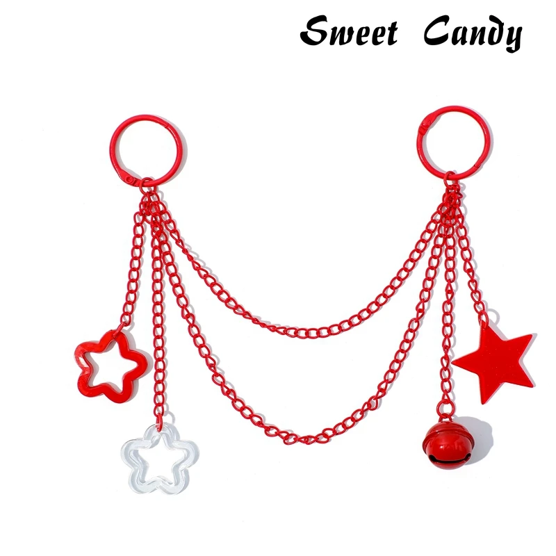ITA Bag Decoration Chain Pendant Acrylic Pendant Candy Colored Shiny Star Bell Adjustable DIY Bag Decoration Handmade Products