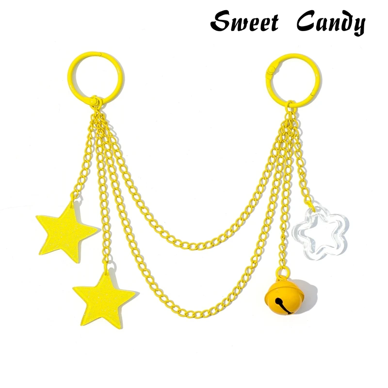 ITA Bag Decoration Chain Pendant Acrylic Pendant Candy Colored Shiny Star Bell Adjustable DIY Bag Decoration Handmade Products