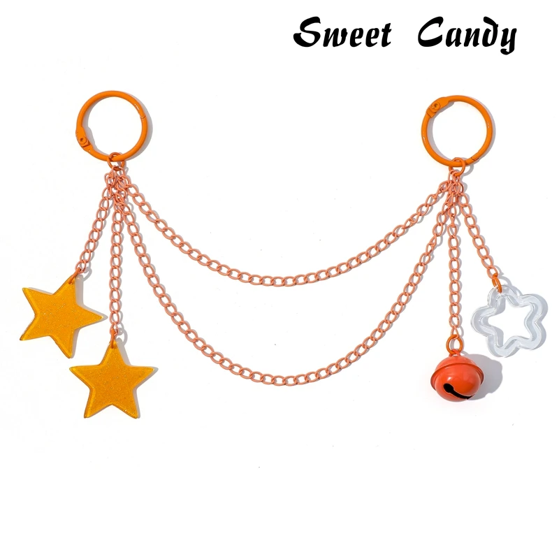 ITA Bag Decoration Chain Pendant Acrylic Pendant Candy Colored Shiny Star Bell Adjustable DIY Bag Decoration Handmade Products