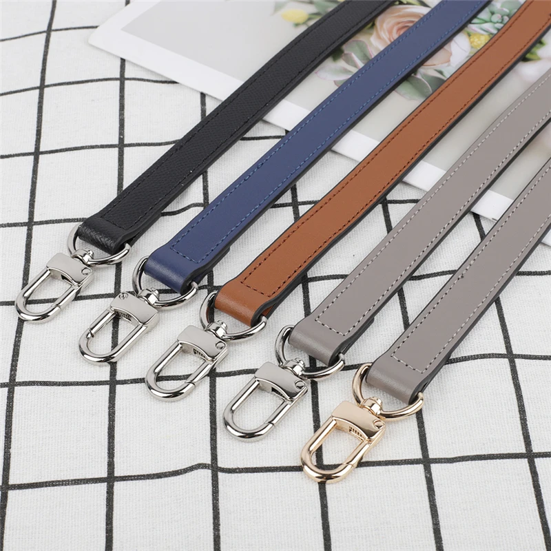 Genuine Leather Bag Strap Handbags Handles for Handbag Short Bag Strap Purse Strap Silver Gold Buckle Replacement Bag Belt Band