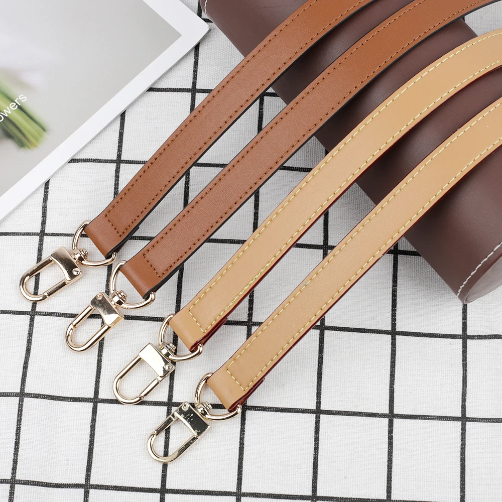 Genuine Leather Bag Strap Handbags Handles for Handbag Short Bag Strap Purse Strap Silver Gold Buckle Replacement Bag Belt Band