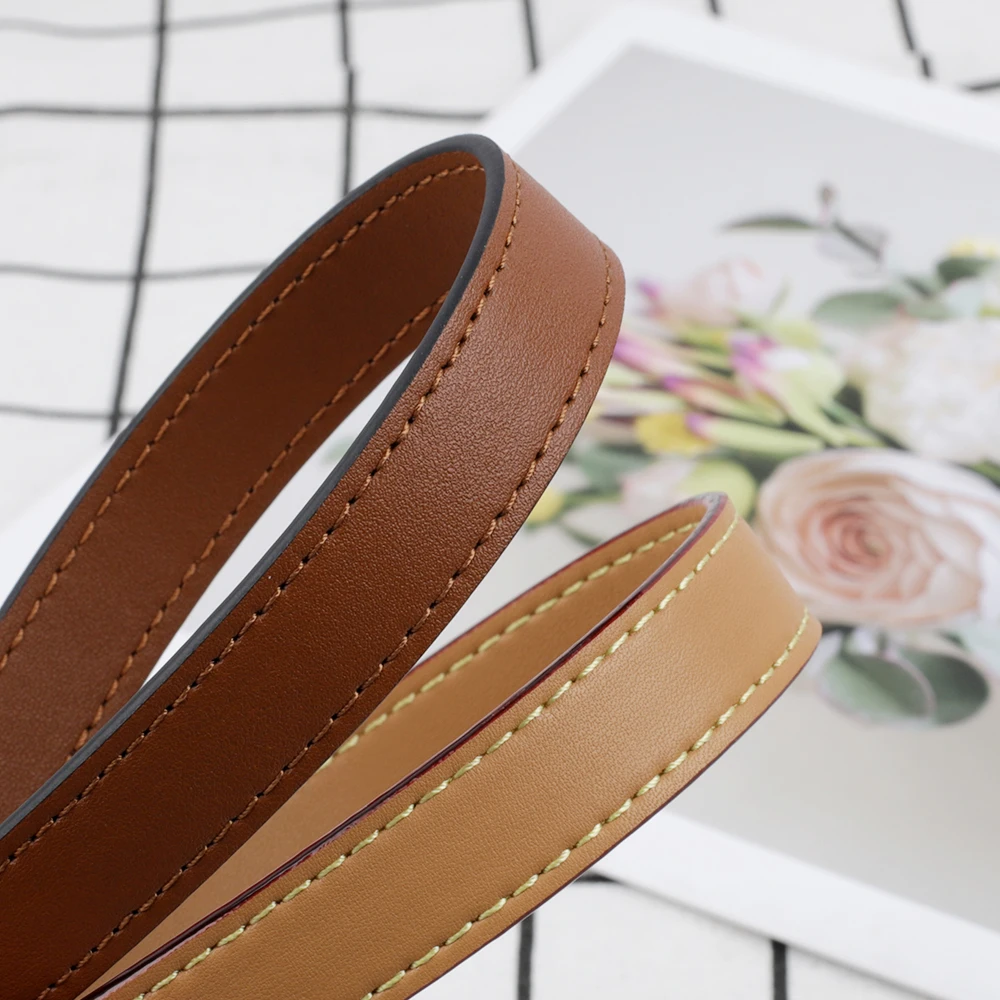 Genuine Leather Bag Strap Handbags Handles for Handbag Short Bag Strap Purse Strap Silver Gold Buckle Replacement Bag Belt Band