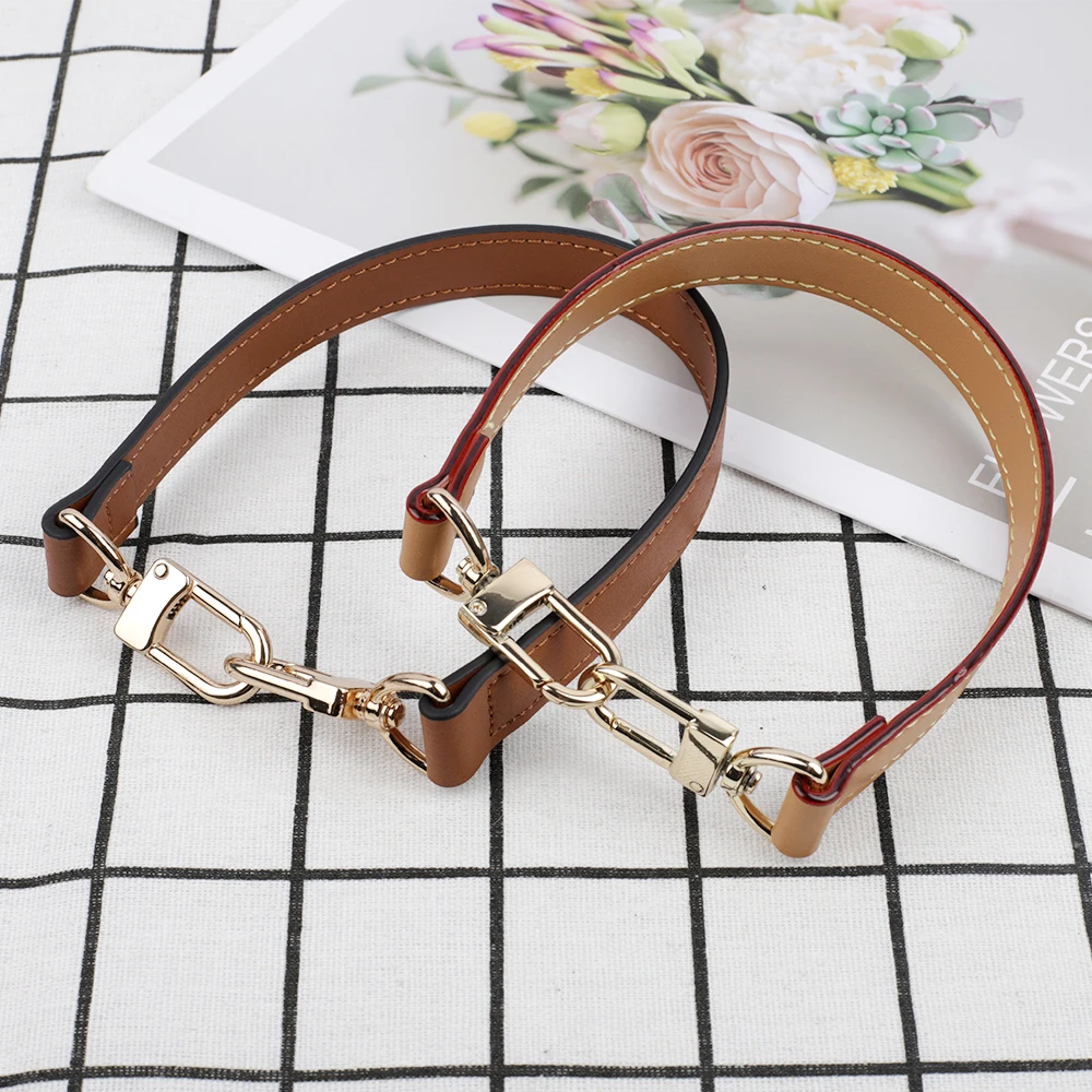 Genuine Leather Bag Strap Handbags Handles for Handbag Short Bag Strap Purse Strap Silver Gold Buckle Replacement Bag Belt Band