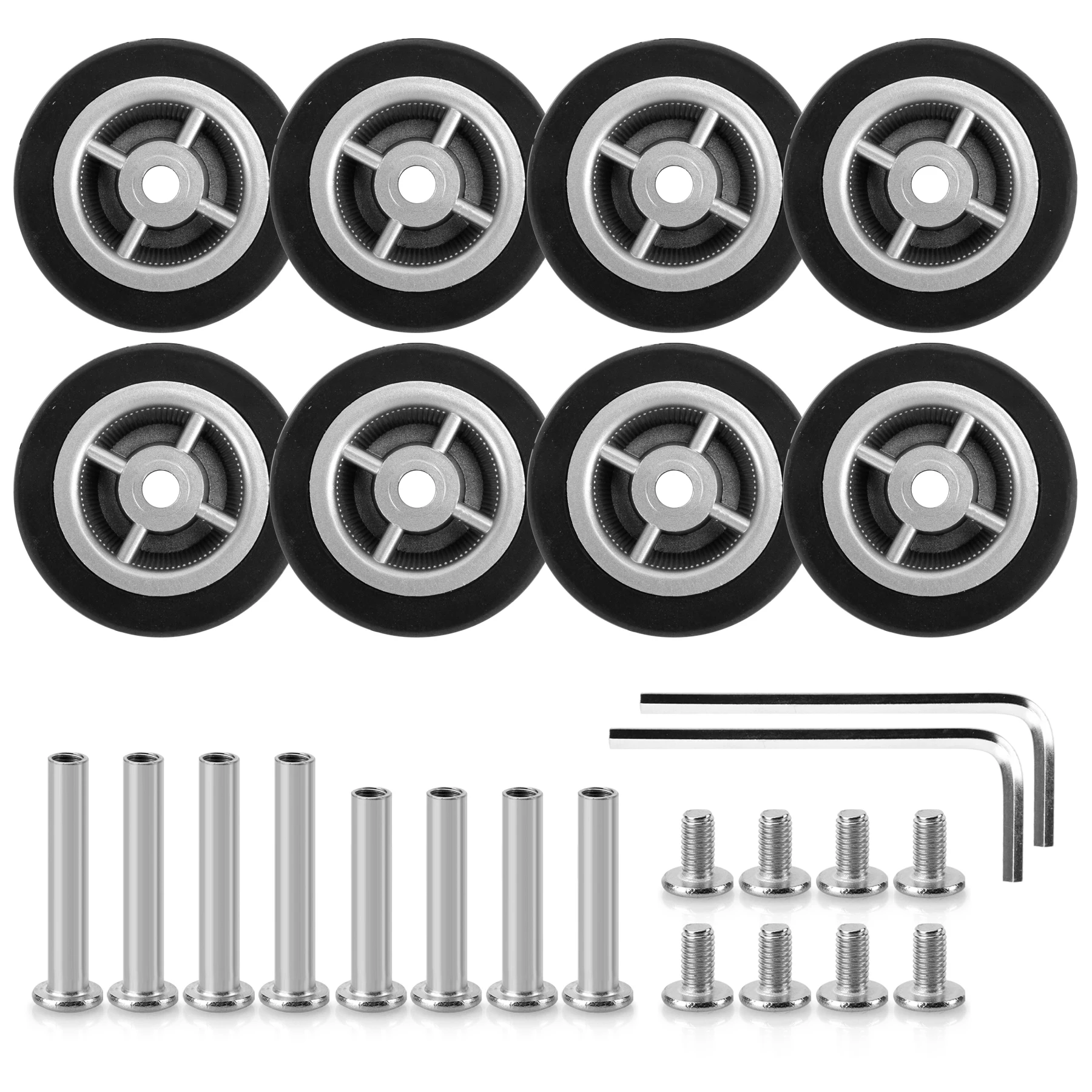 8Pcs Black Luggage Wheel Accessories Trolley Case Rolling Replacement Single Caster Suitcase Parts 47mm Axles Caster Repair Kit
