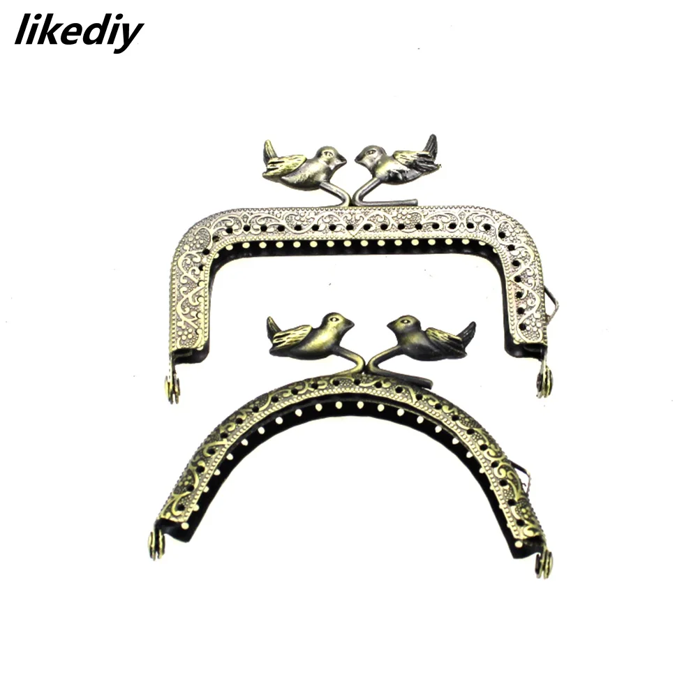 1 Piece 8.5 CM Bird Bead Antique Bronze Metal Purse Frame Kiss Clasp DIY Bag Accessory