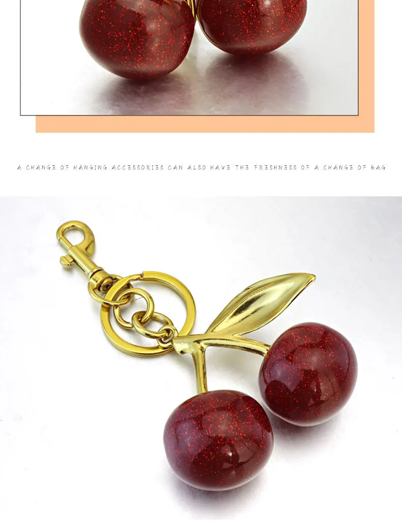 Crystal Cherry Pendants for Women Handbag Coach Bags Shoulder Bags Keychain Fashion Accessory