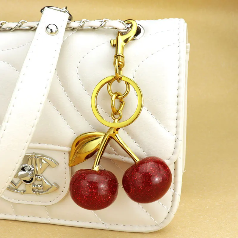Crystal Cherry Pendants for Women Handbag Coach Bags Shoulder Bags Keychain Fashion Accessory