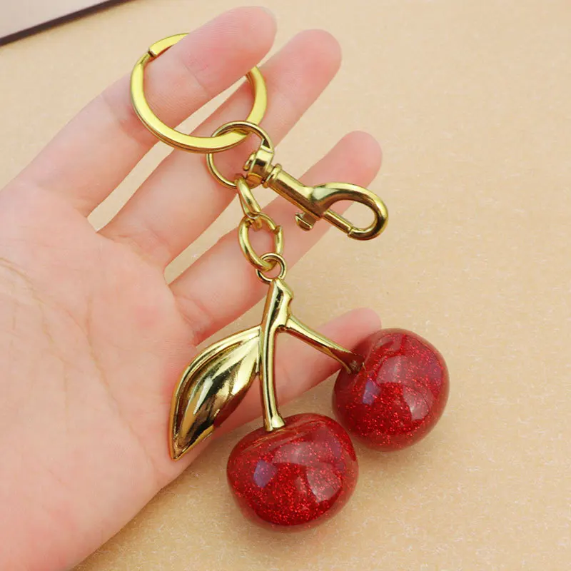 Crystal Cherry Pendants for Women Handbag Coach Bags Shoulder Bags Keychain Fashion Accessory