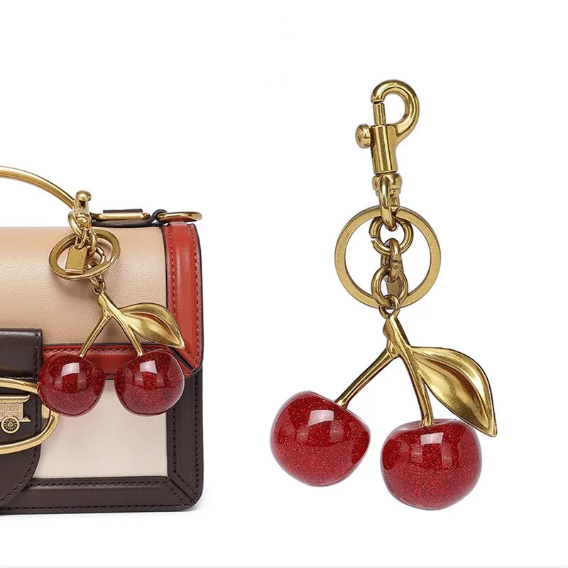 Crystal Cherry Pendants for Women Handbag Coach Bags Shoulder Bags Keychain Fashion Accessory