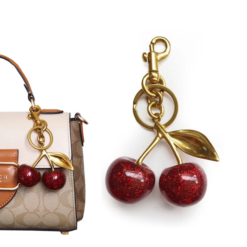 Crystal Cherry Pendants for Women Handbag Coach Bags Shoulder Bags Keychain Fashion Accessory