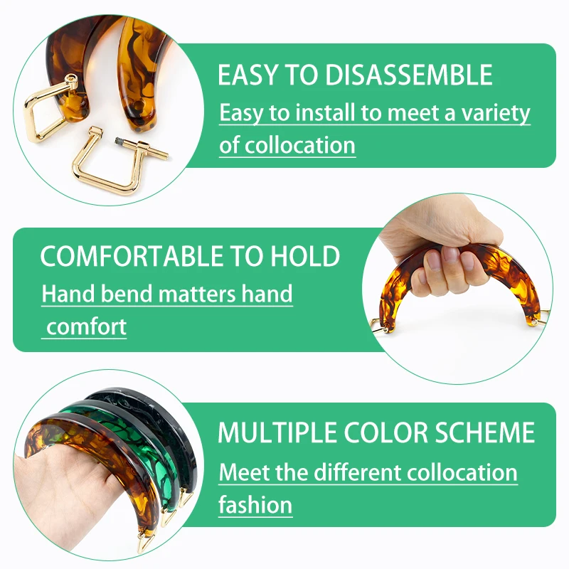 1/2Pcs 11.2cm Resin Women's Bag Handle Amber Acrylic Plastic Handles for Handbag Purse Frame DIY Handmade Craft Bags Accessories
