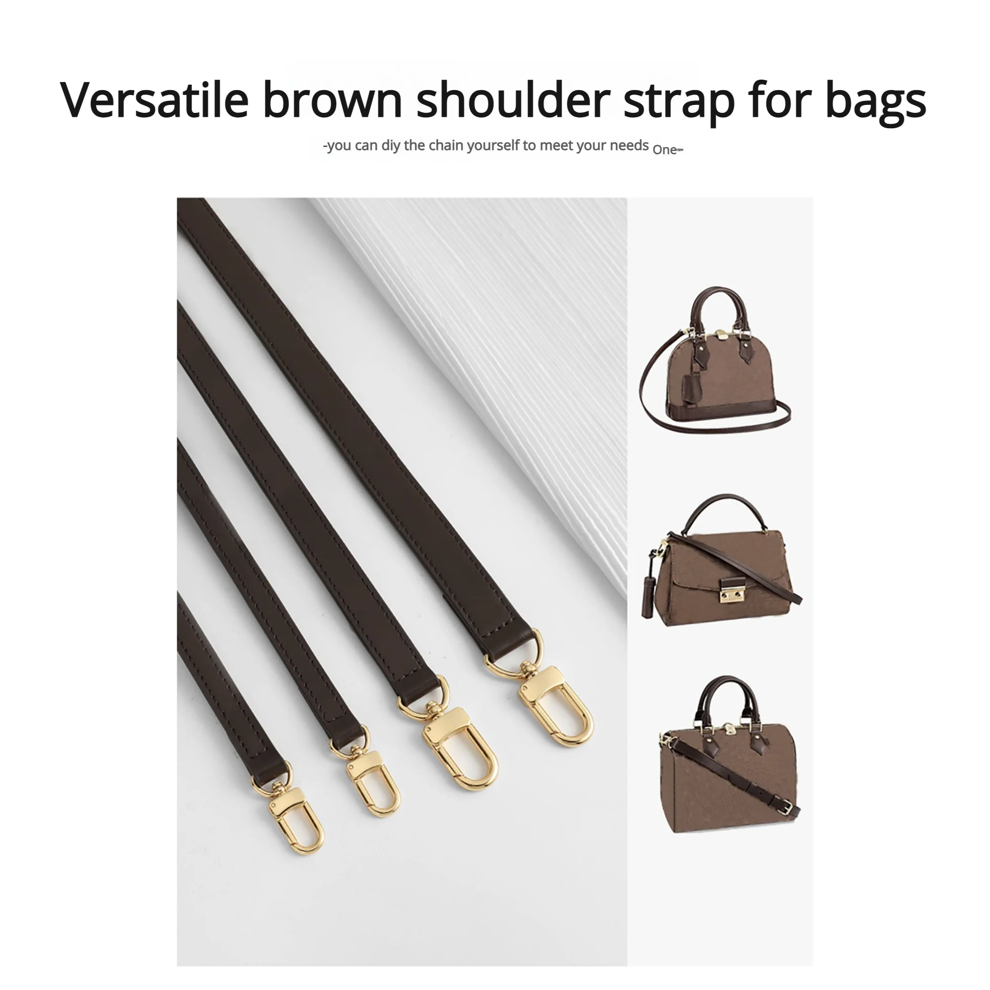 Checkerboard Shoulder Strap For Women Bag Durable Fashion Top Layer Cowhide Leather Crossbody Bag Strap Bag Accessories