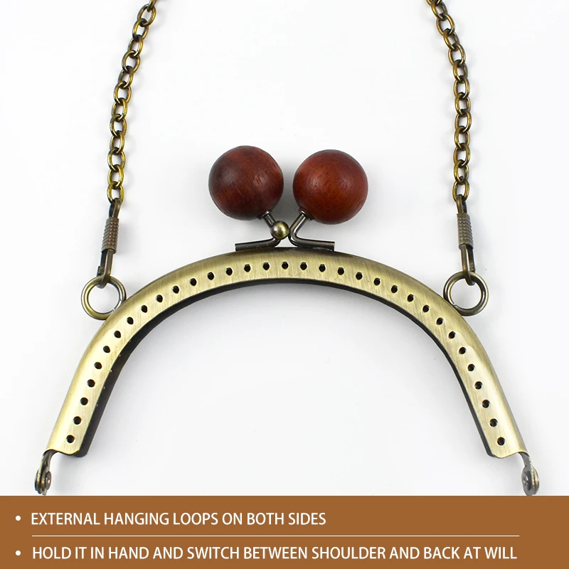 1/2/5Pcs Metal Wood Bead Purse Frame 12.5/16.5/20.5cm Wallet Kiss Clasp Bag Handle DIY Handmade Leather Craft Sewing Accessories