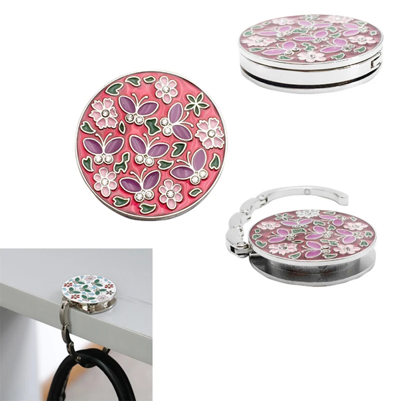 Folding bag handbag hook purse tote flower shape metal bag table hanger holder