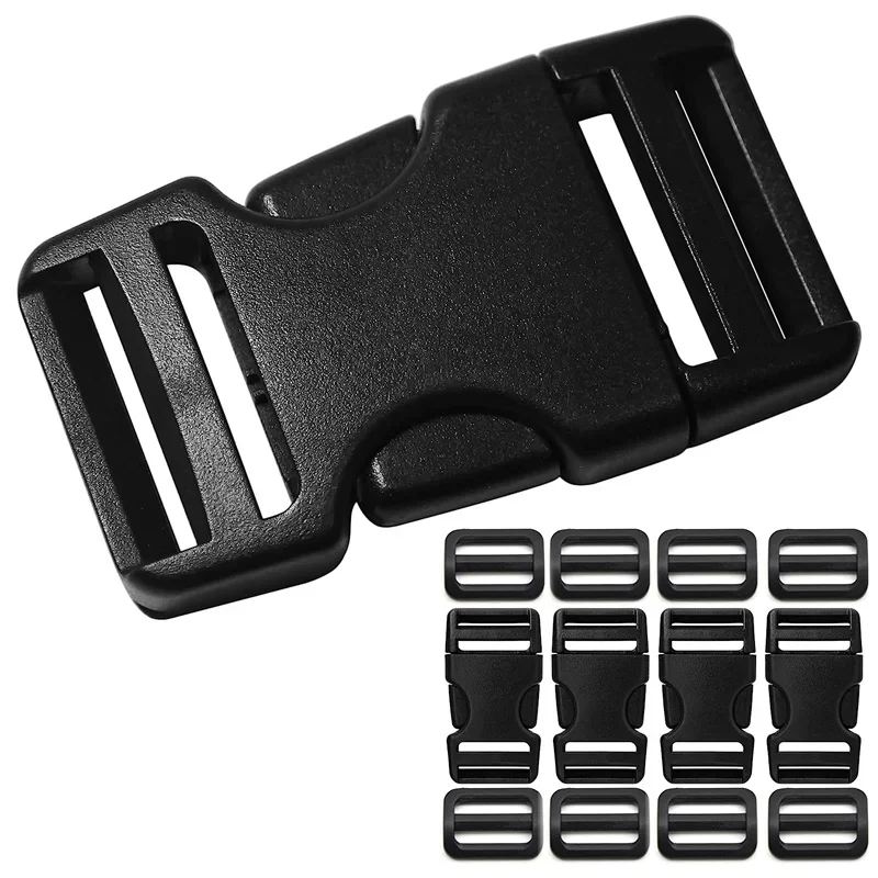 4 Sets Buckles for Straps, Release Buckle Plastic Clip Dual Adjustable, for Luggage Nylon Strap Webbing Outdoor Backpack