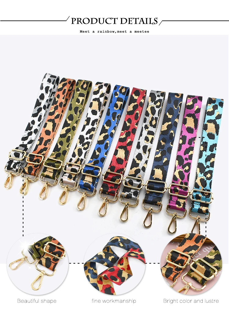 Deepeel Women 3.8cm Wide Colorful Bag Strap Band Leopard Shoulder Crossbody Straps Female Nylon Adjustable Bags Belt Accessory